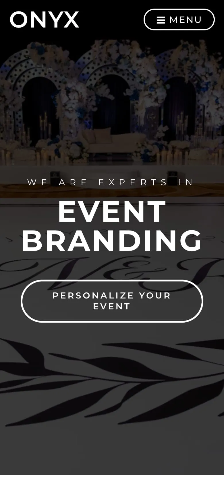 The Onyx Event Group website on a phone