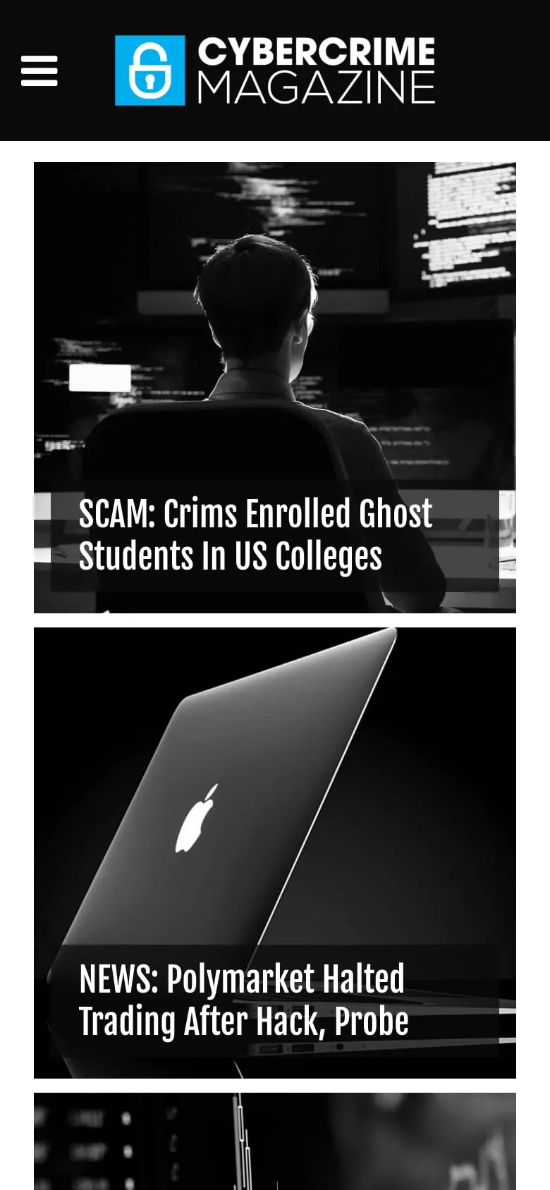 The Cybersecurity Ventures website on a phone